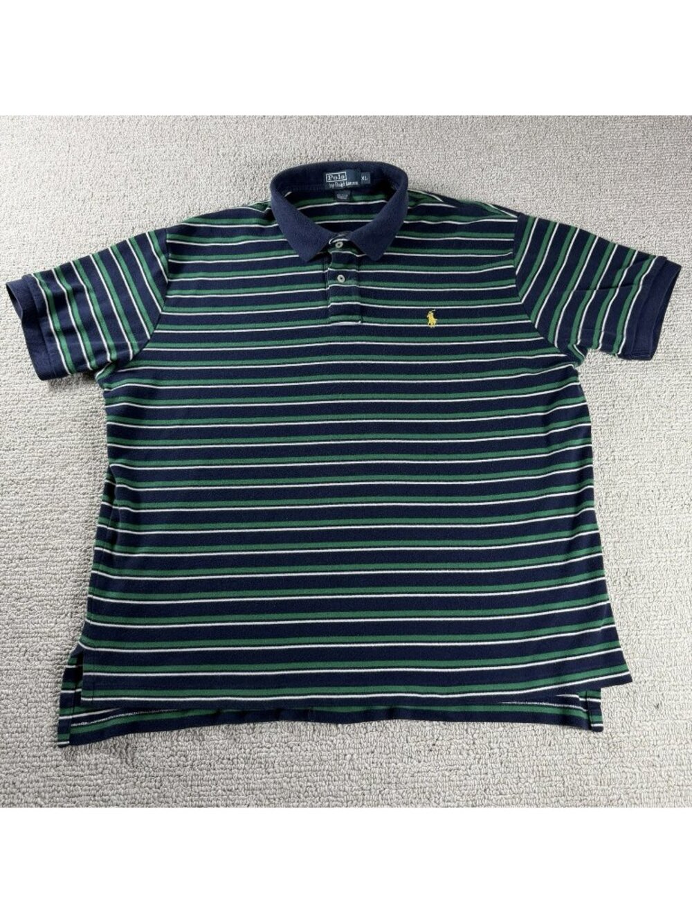 Vintage Polo Ralph Lauren Striped Polo Shirt Blue Green Men’s Size XL